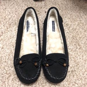 American Eagle size 9 black suede moccasins. They fit more like an 8 1/2.